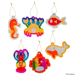 Beach Buddies Foil Animal Ornament Craft Kit-12Pk